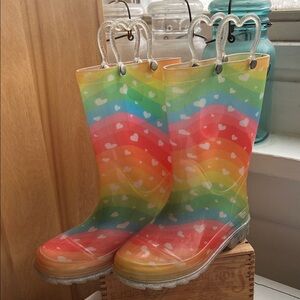 Western Chief Rainbow Heart Kids Rain Boots Toddler Girls size 11